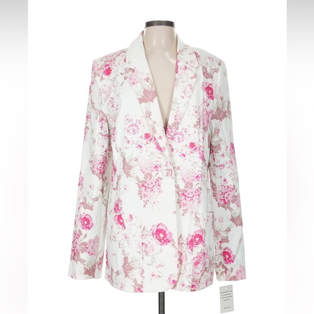 NWT For Love & Lemons Weston Denim Blazer Pink Floral - Medium - Picture 8 of 8